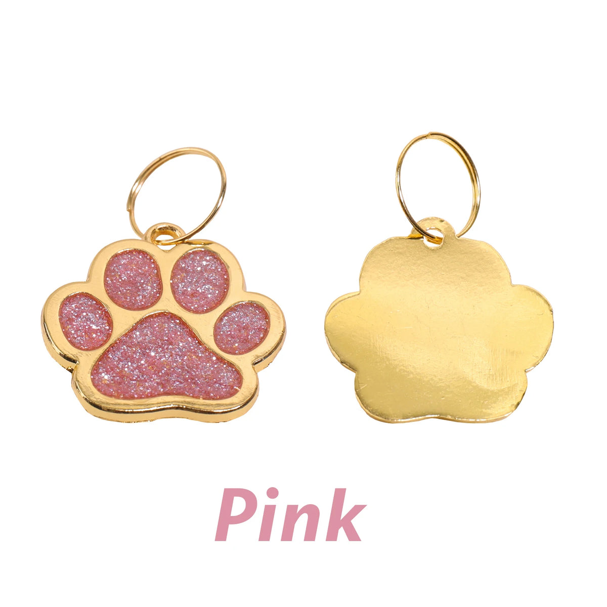 Gold Colour Custom Name Dog Tags Glitter Claw Customized Text Cat Tag Laser Engraving Collar Pendant Personalized Name Pets Tag