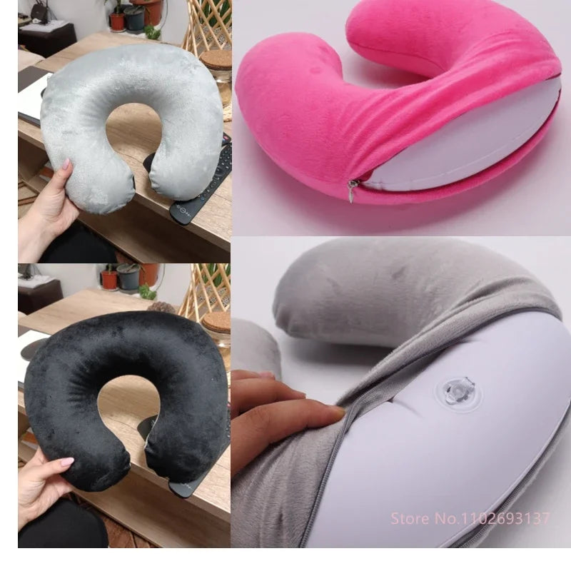 Cute CINS Style Animal Dinosaur Penguin Travel Neck Pillow U-Shaped Cartoon Inflatable Cushion For Kids Adults Family Friends