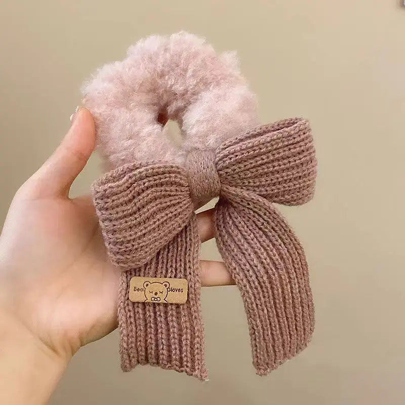 Autumn Winter Hair Clips Cute Bow Wool Hair circle Large Solid Women Accesorios Color Hair Accessories