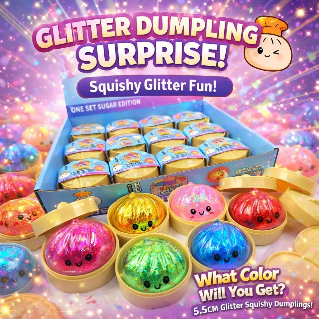 Glitter Colorful Dumpling Squishy Stress Ball Slow Rebound Squeeze Toy Decompression Prank Surprise Blind Box Gift