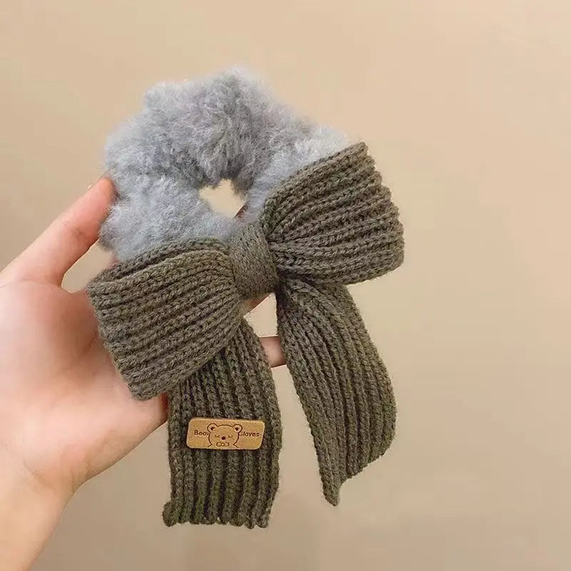 Autumn Winter Hair Clips Cute Bow Wool Hair circle Large Solid Women Accesorios Color Hair Accessories