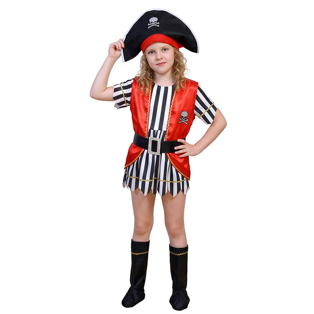 Halloween Girls' Kids Pirate Costume Caribbean Pirate Children's Pirate Party Outfit Clothes Costume
