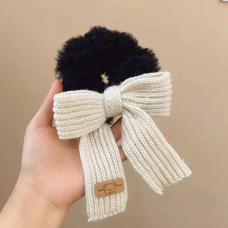 Autumn Winter Hair Clips Cute Bow Wool Hair circle Large Solid Women Accesorios Color Hair Accessories