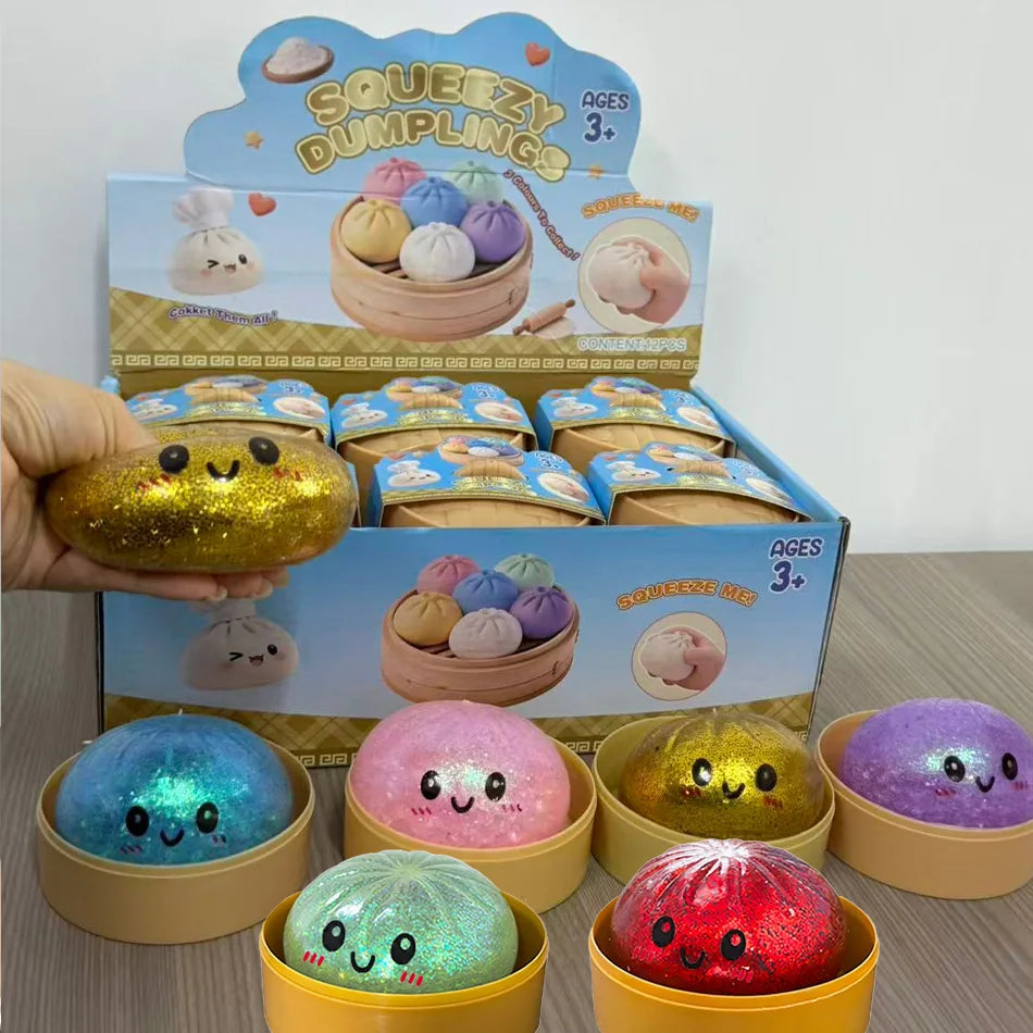 Oversized Glitter Dumpling Squishies Soft Slow Rebound Sensory Squeeze Toy Relief Anxiety Fidget Stress Ball Office Gifts