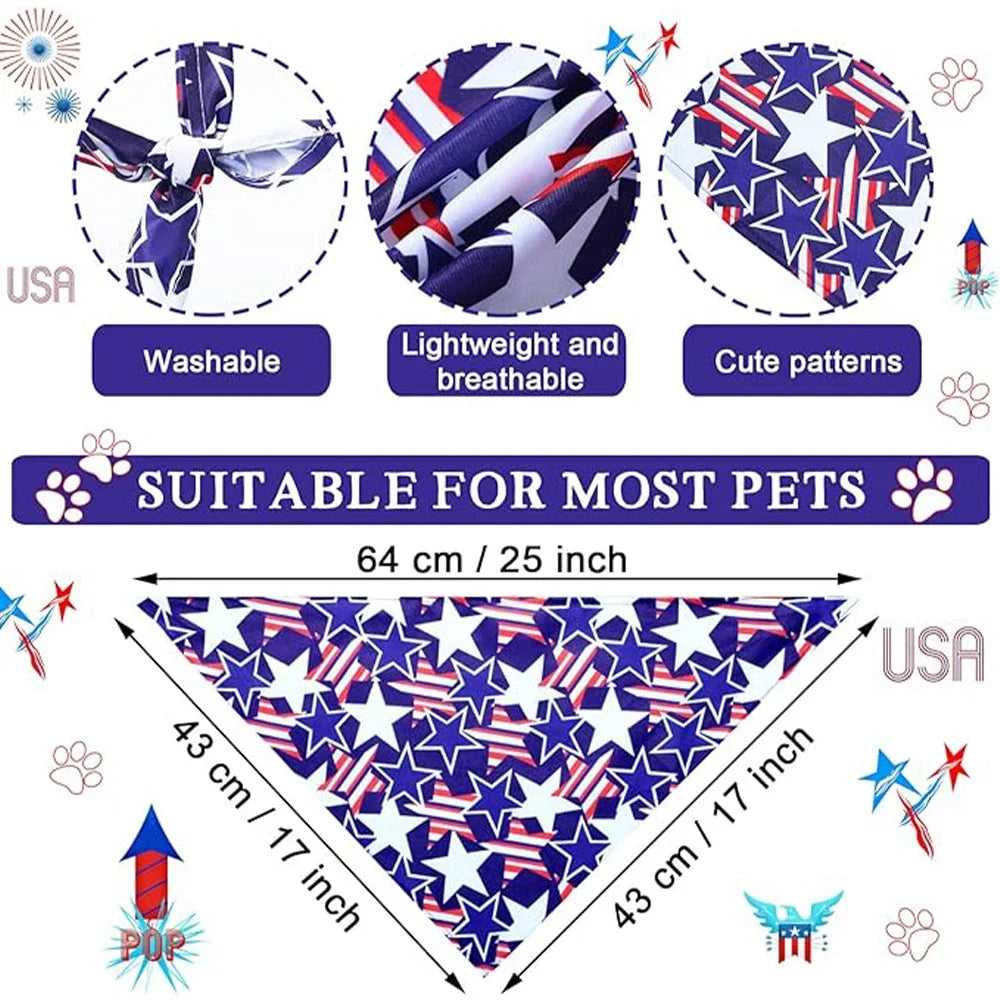 Pet Dog Bandanas Triangular Scarf 20PCS For 4th July Independence Day Pet For Dogs Puppy Bibs Holiday Pet Grooming Accessories