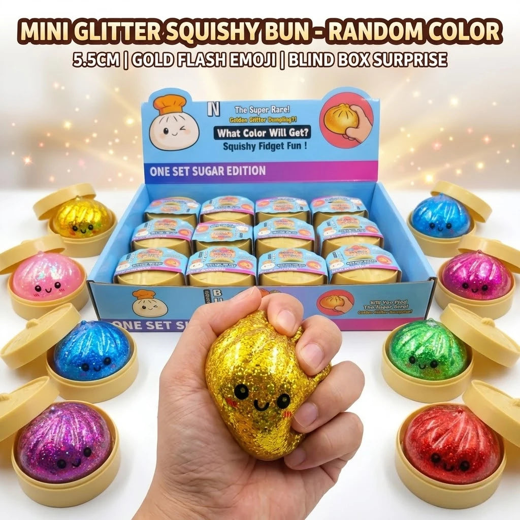 Mystery Dumpling Squishy Blind Box: Random 1pc Glitter Bao Bun Sensory Toy, Maltose Texture Squeeze Ball, Desktop Ornament New