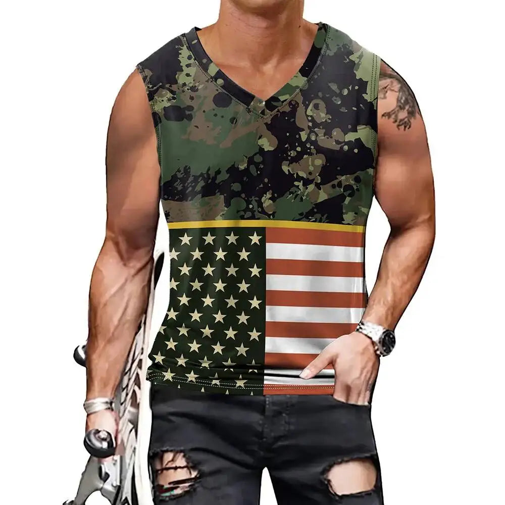 4Th Of July V-Neck Vest Gym Sportswear Sleeveless T-Shirt Holiday Party Independence Day Acg Cosplay Costumes Tops
