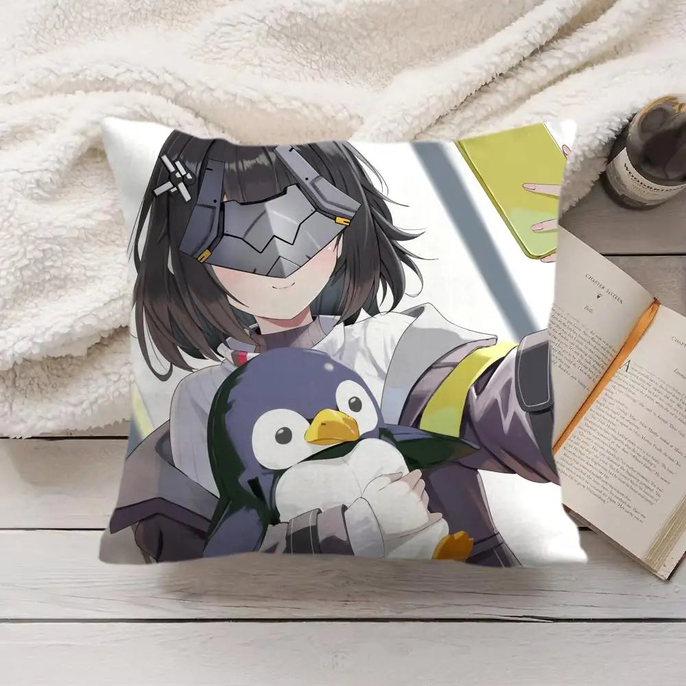 Game Arknights Cute Penguin Cushion Cover Soft Short Plush Pillow Cover Smooth Cozy Texture Aesthetic Cushion Case Home Decor