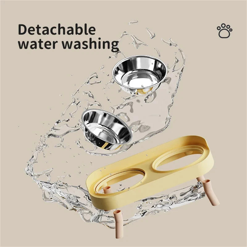 Dog Cat Feeding Double Bowl Colorful Dopamine Design Large Capacity Stainless Steel Water Bowl Home Pet Supply