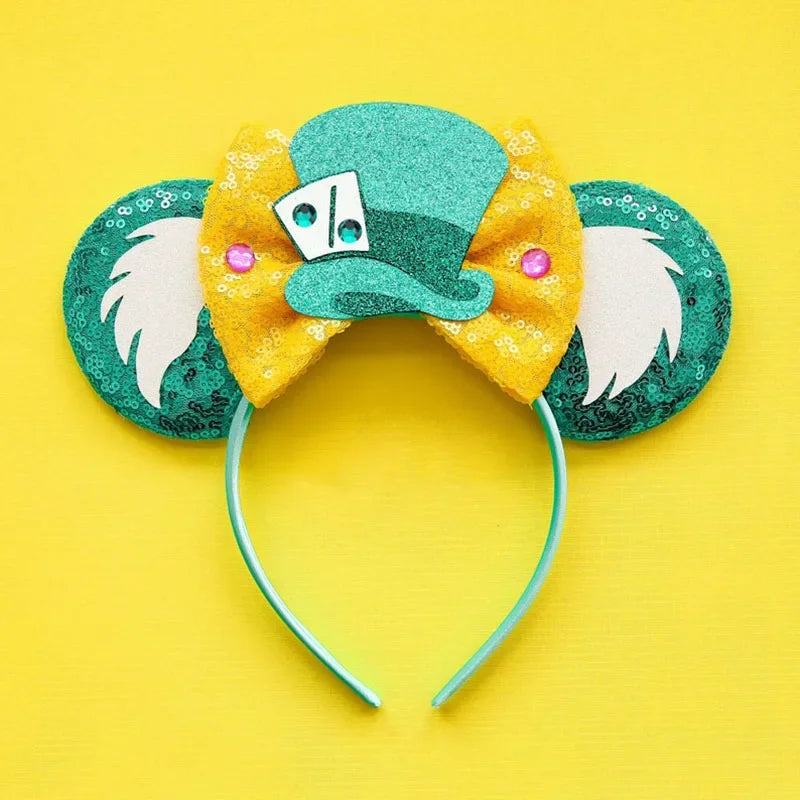 Disney Alice in Wonderland Ears Headbands Women Cosplay Red Queen Mad Hatter Hairband Kid Festival Cheshire Cat Hair Accessories