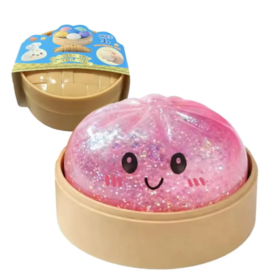 6 Styles 12pcs Colorful Glitter Dumpling Glitter Dumpling Squishy with Box Dumplings Sensory Squeeze Toy for Stress Relief Toys