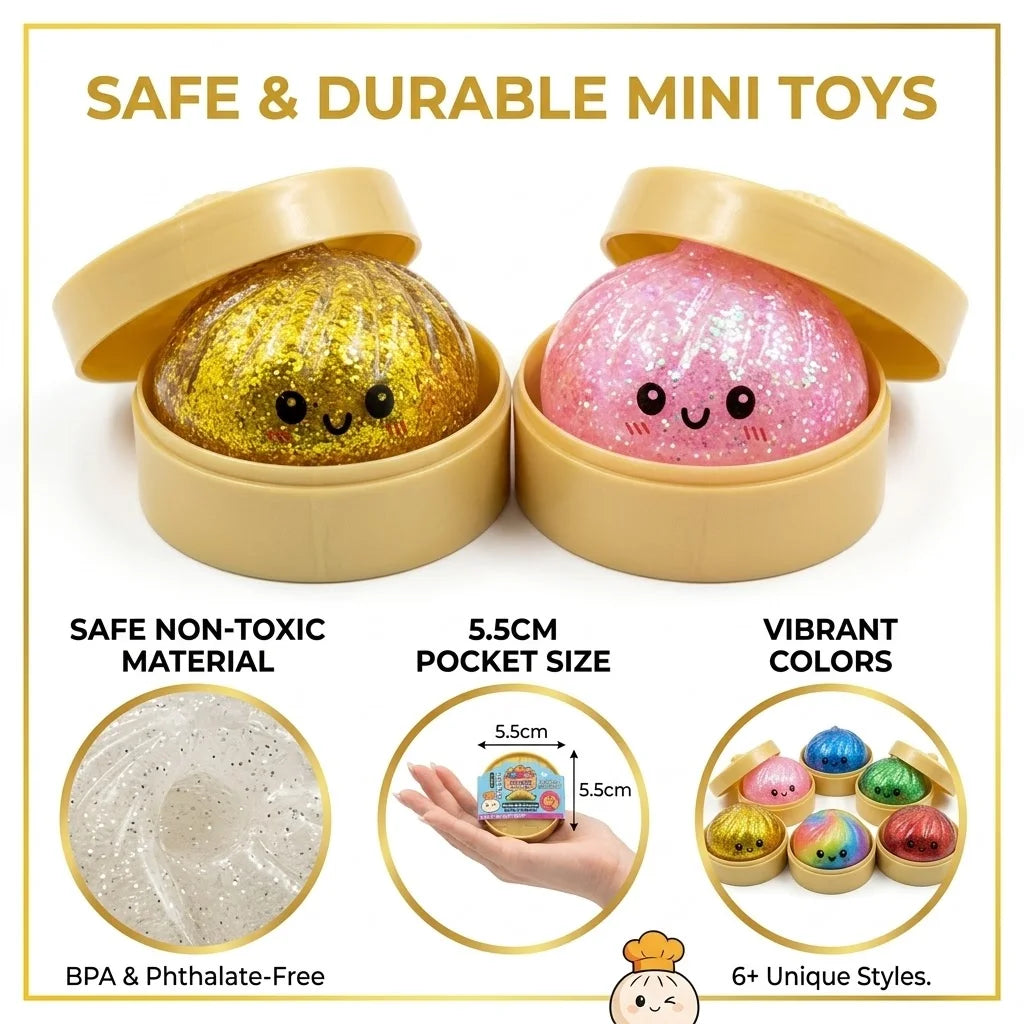 Mystery Dumpling Squishy Blind Box: Random 1pc Glitter Bao Bun Sensory Toy, Maltose Texture Squeeze Ball, Desktop Ornament New