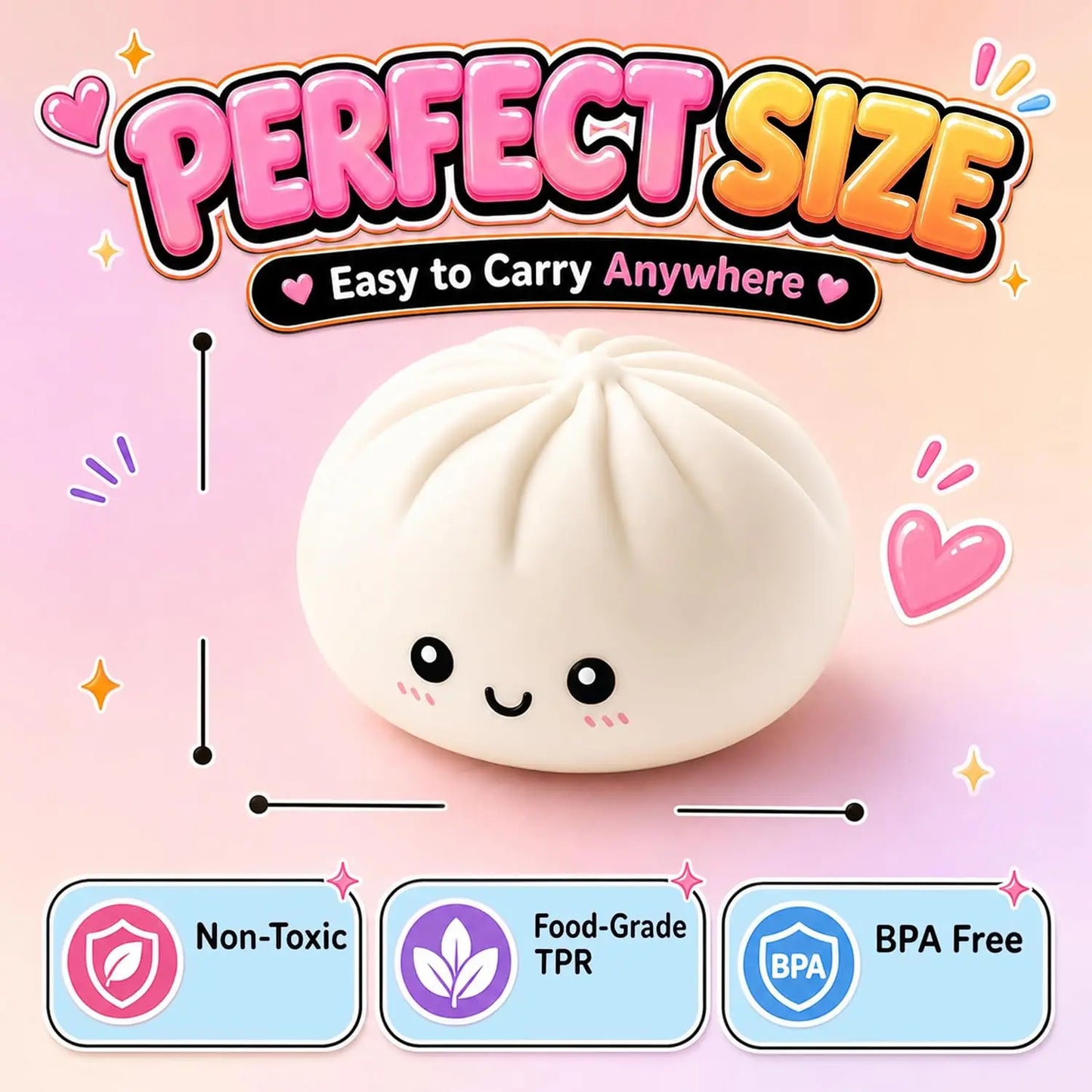 Upgraded Mystery Dumpling Squishies with Box - Crazy Fun Bao Bun Stress Ball - Sensory Food Squeeze Toys for Stress Relief - Textured Squeeze Fidget Toy for Birthday Gifts / Party Favors (White)