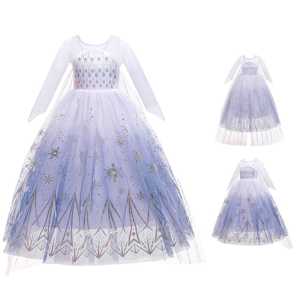 Elsa Long Sleeve Princess Dress Halloween Dress Birthday Kids Formal Gown Little Princess