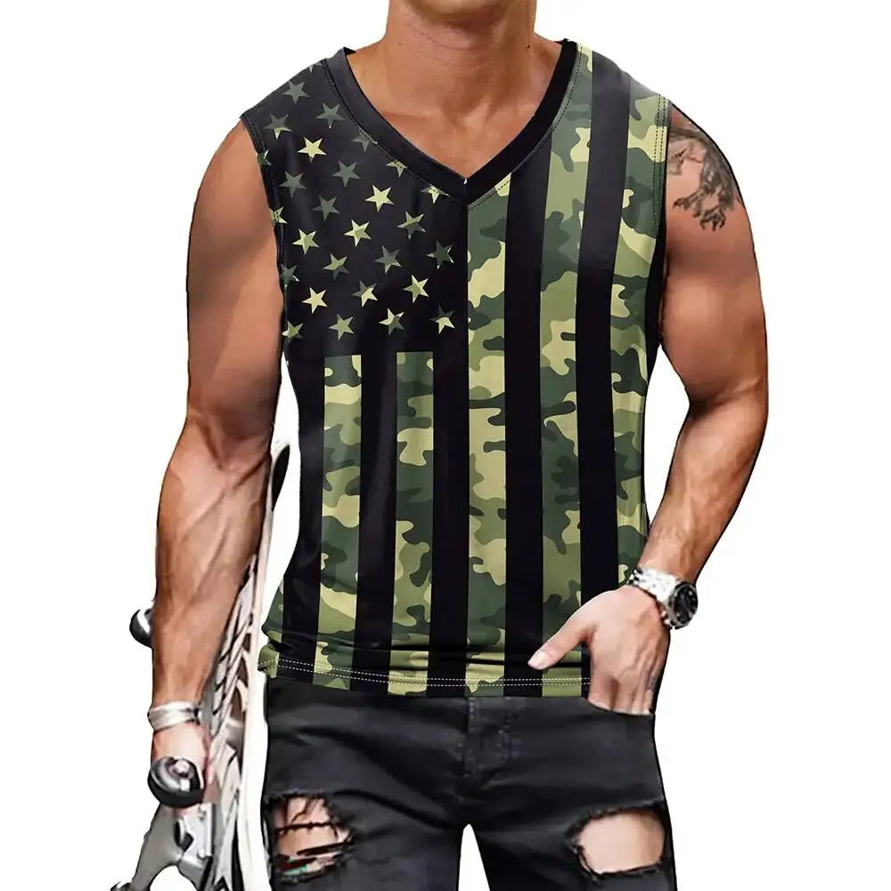 4Th Of July V-Neck Vest Gym Sportswear Sleeveless T-Shirt Holiday Party Independence Day Acg Cosplay Costumes Tops
