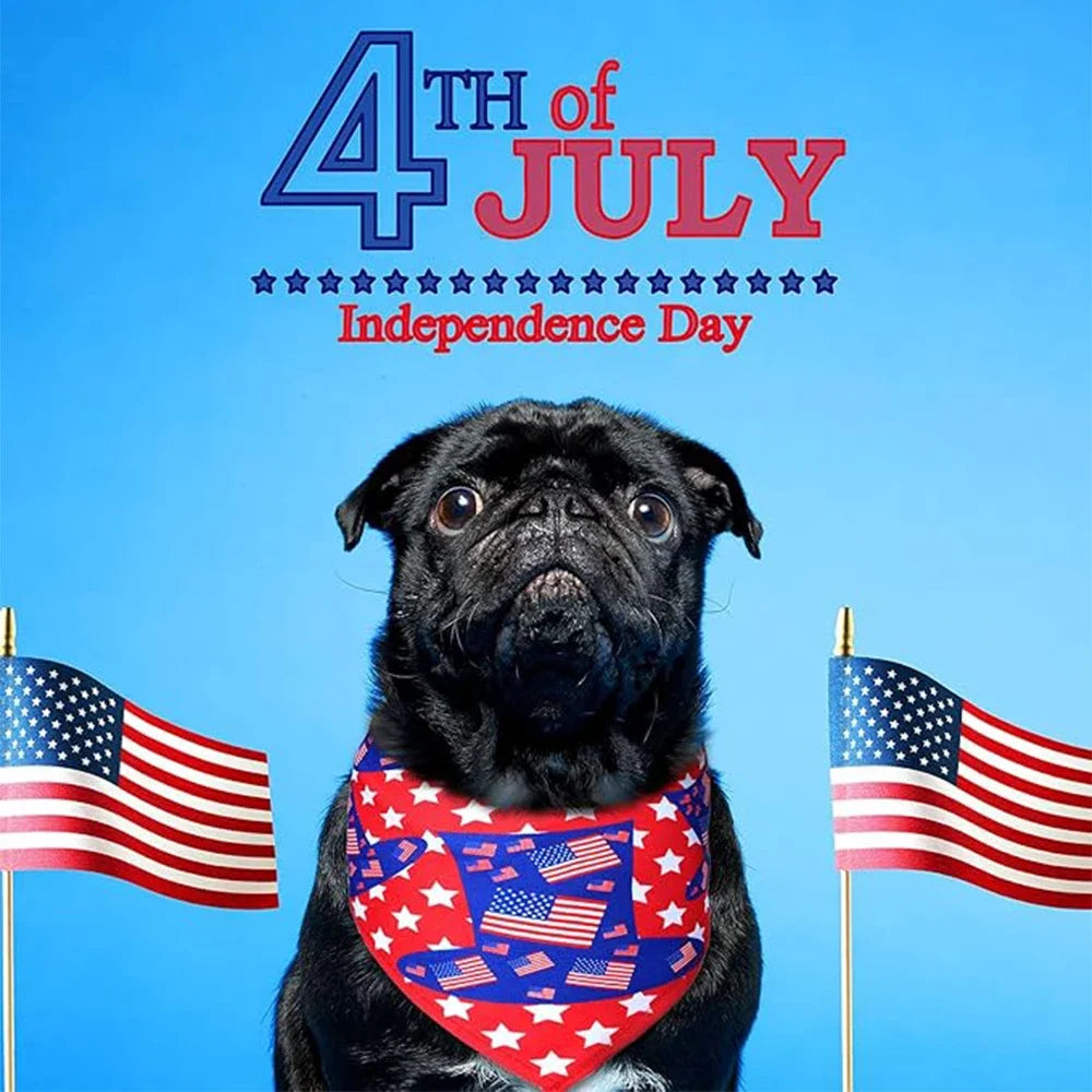 Pet Dog Bandanas Triangular Scarf 20PCS For 4th July Independence Day Pet For Dogs Puppy Bibs Holiday Pet Grooming Accessories