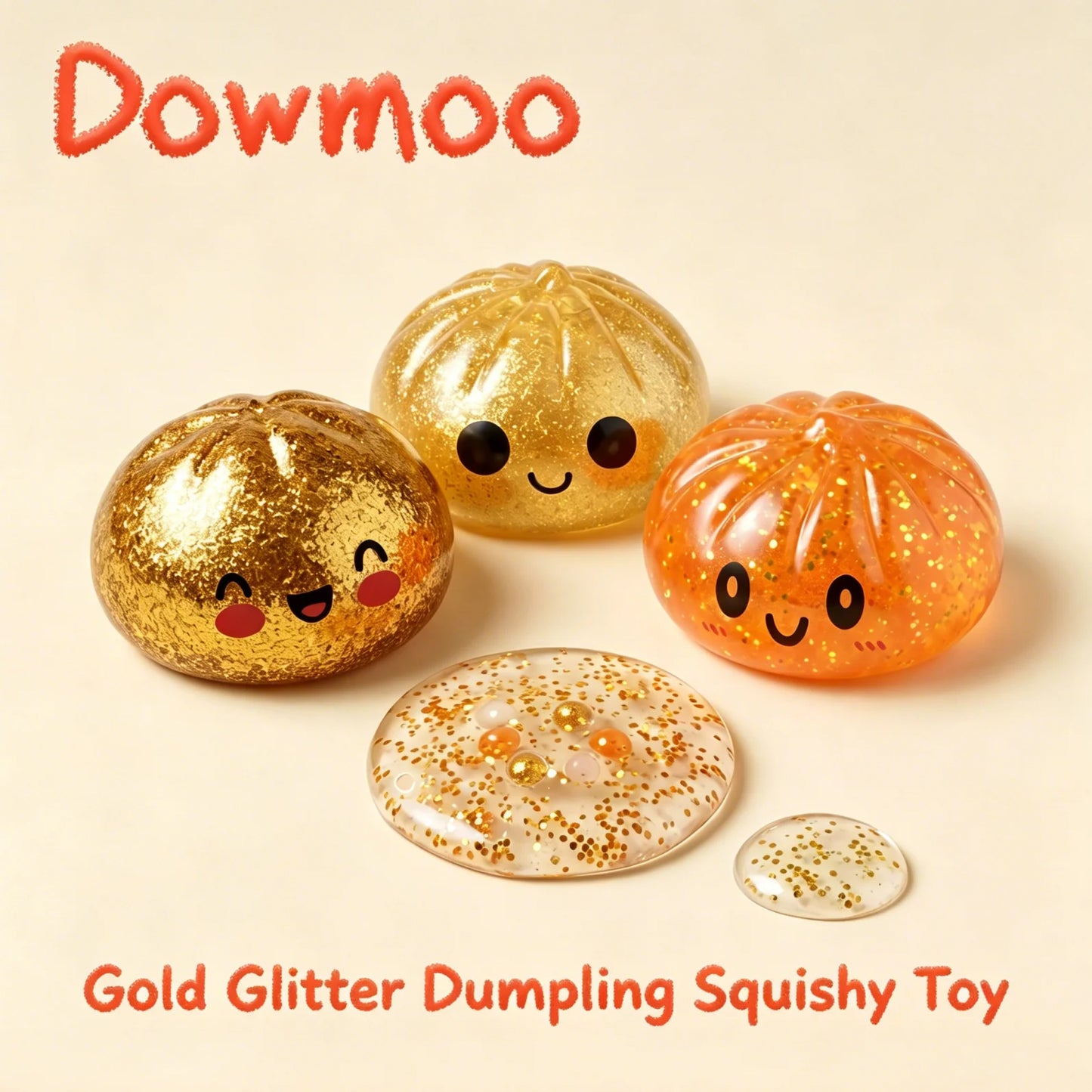 Gold Glitter Dumpling Squishy Toy Box Soft Slow Rising Fidget Toys Real Adults Anxiety Relief Squeeze Toy For Adults & Teens