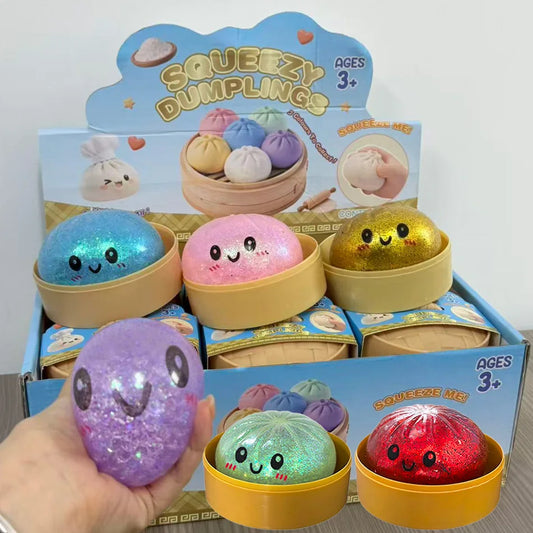 Oversized Glitter Dumpling Squishies Soft Slow Rebound Sensory Squeeze Toy Relief Anxiety Fidget Stress Ball Office Gifts
