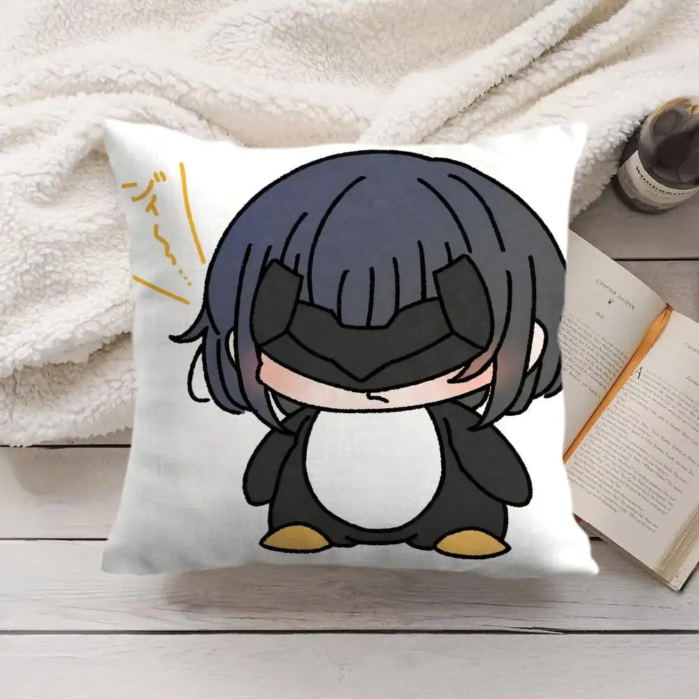 Game Arknights Cute Penguin Cushion Cover Soft Short Plush Pillow Cover Smooth Cozy Texture Aesthetic Cushion Case Home Decor