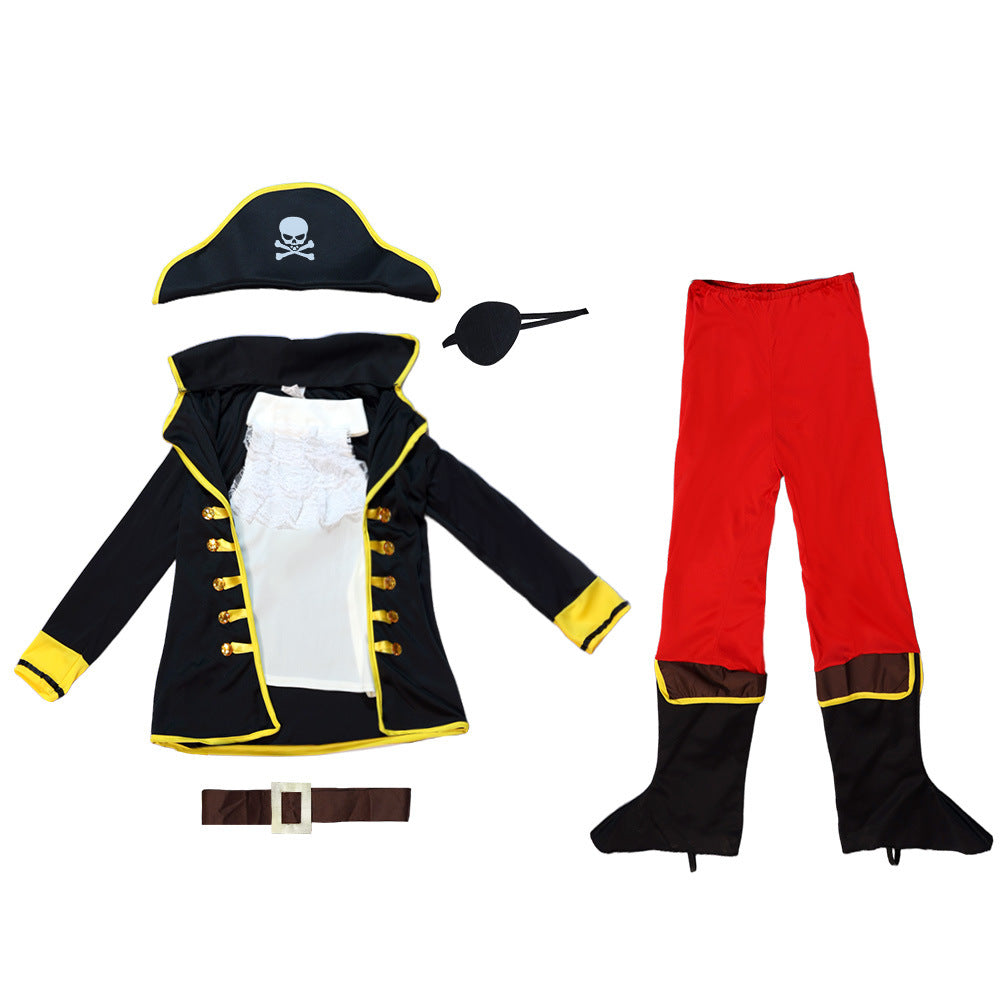 Halloween Pirate Captain Jack Cosplay Costume Party Children's Caribbean Pirate Captain Outfit