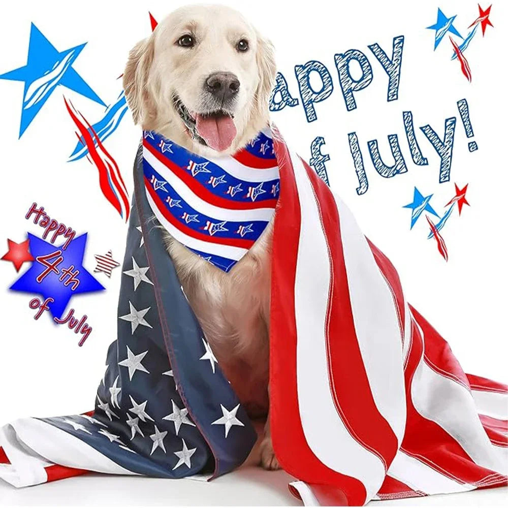 Pet Dog Bandanas Triangular Scarf 20PCS For 4th July Independence Day Pet For Dogs Puppy Bibs Holiday Pet Grooming Accessories