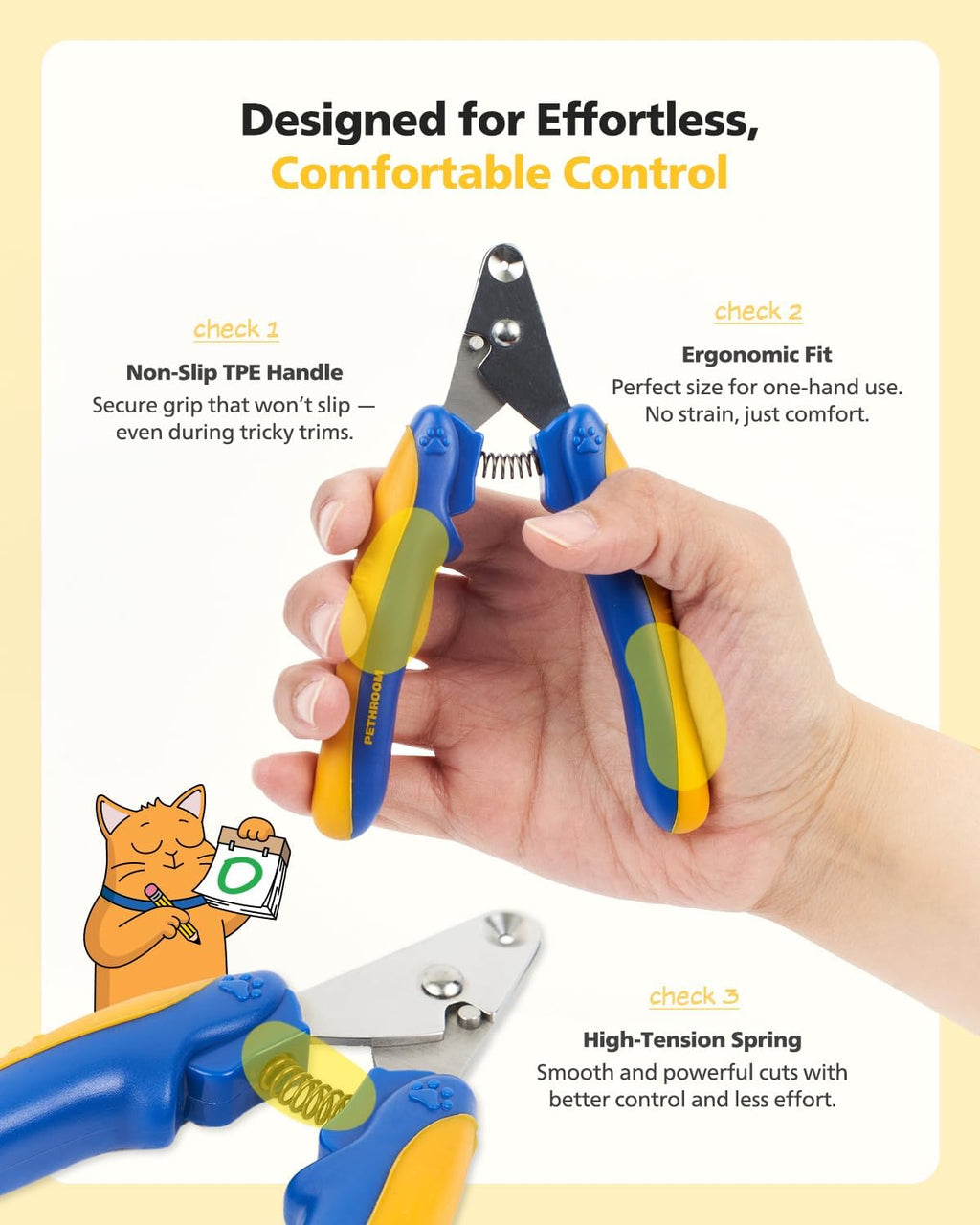[PETHROOM] Cat Nail Clipper Trimmer for Indoor Cats with Circular Cut Hole (2mm) | Premium Sturdy Stainless Steel Blade Cat Claw | Safe, Easy, Accurate, Quiet & Fast | Avoid Overcutting