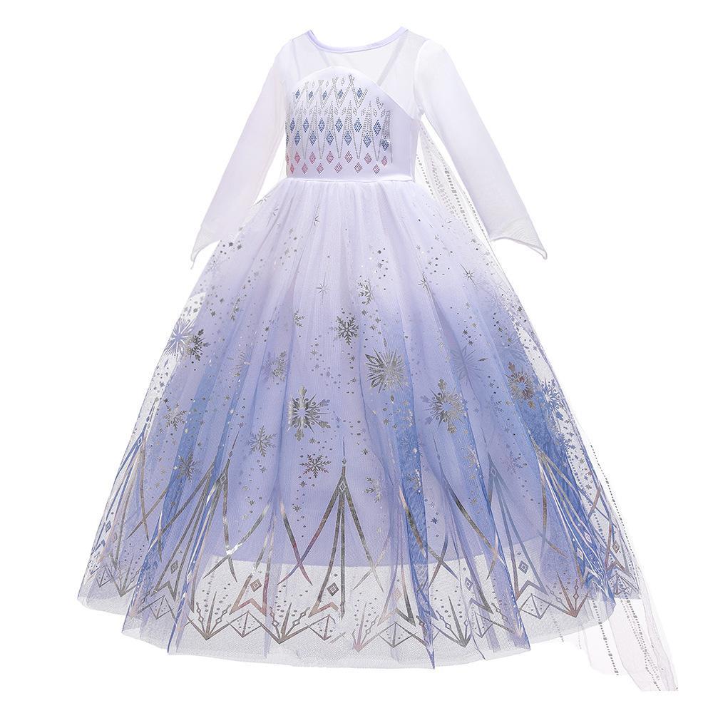 Elsa Long Sleeve Princess Dress Halloween Dress Birthday Kids Formal Gown Little Princess