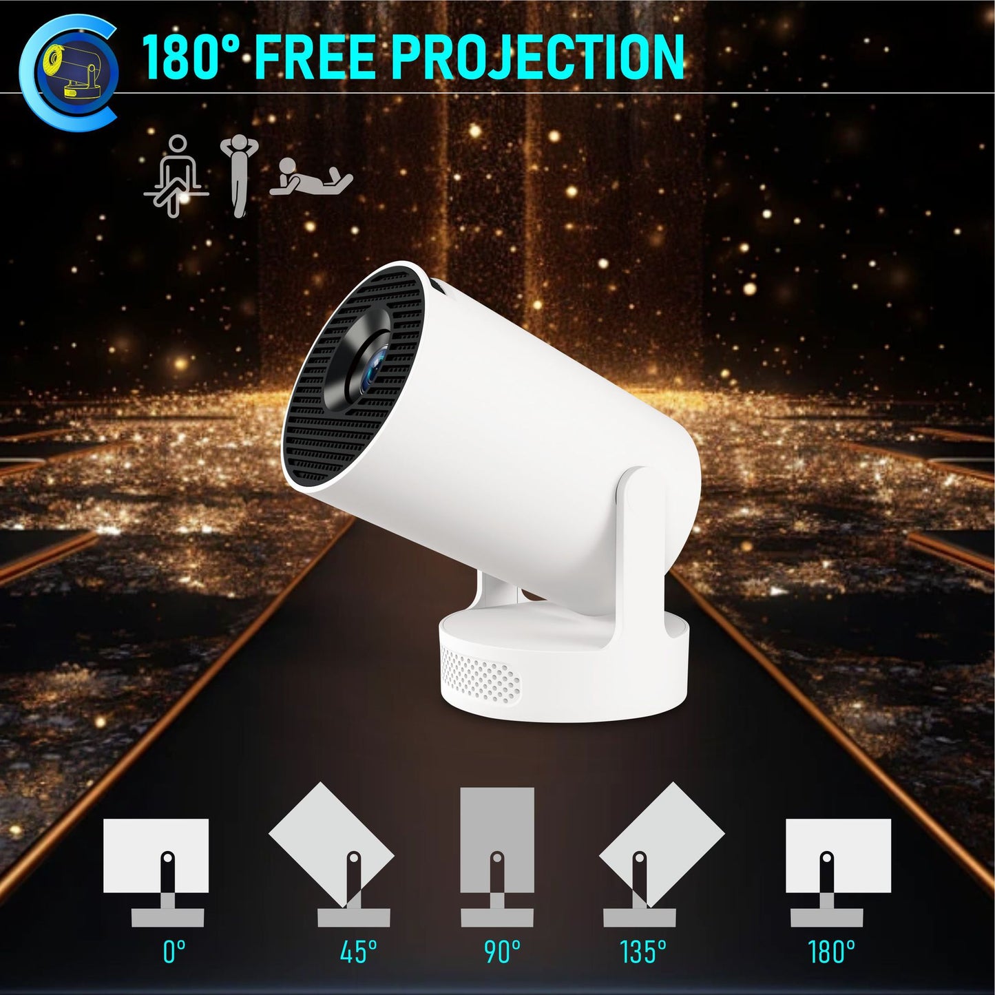 HY300Ultra Portable Projector H713 Android Barrel High-Definition Home Outdoor Projector