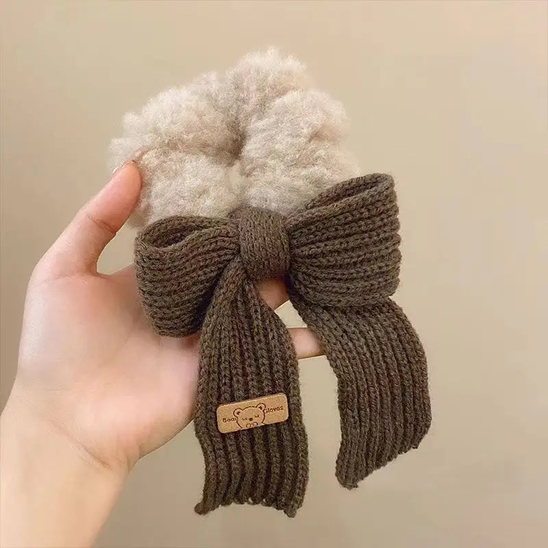 Autumn Winter Hair Clips Cute Bow Wool Hair circle Large Solid Women Accesorios Color Hair Accessories