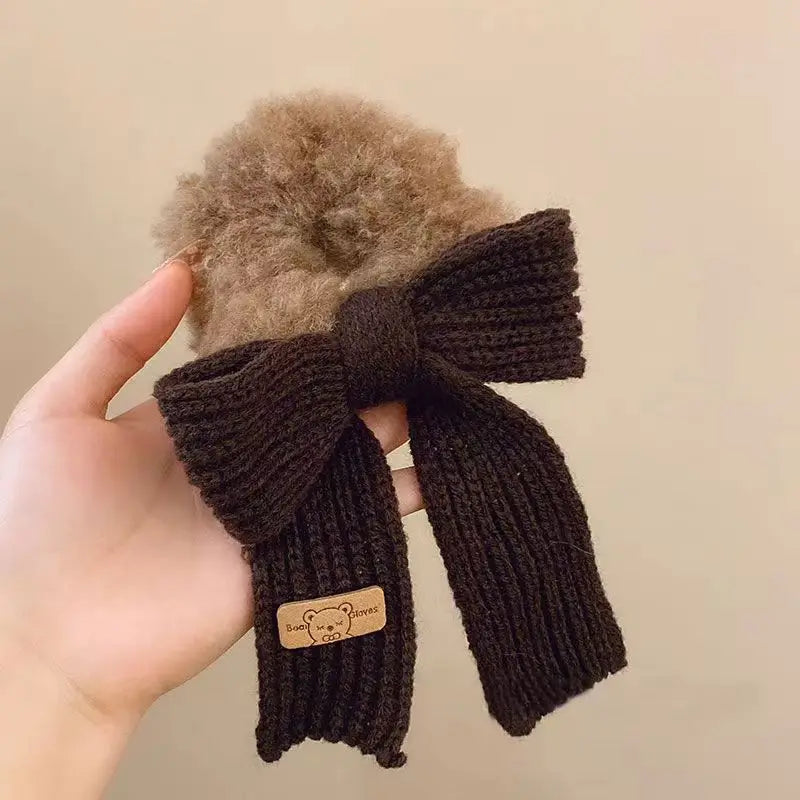 Autumn Winter Hair Clips Cute Bow Wool Hair circle Large Solid Women Accesorios Color Hair Accessories