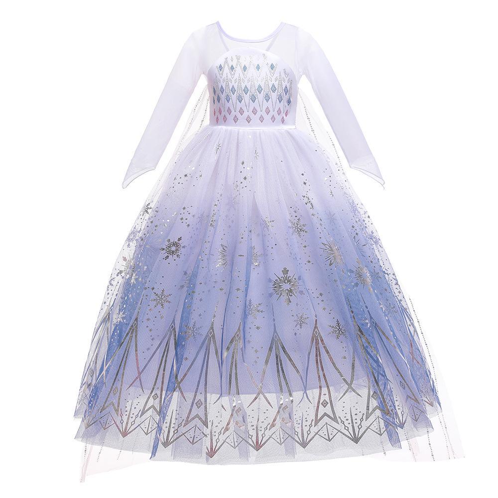 Elsa Long Sleeve Princess Dress Halloween Dress Birthday Kids Formal Gown Little Princess