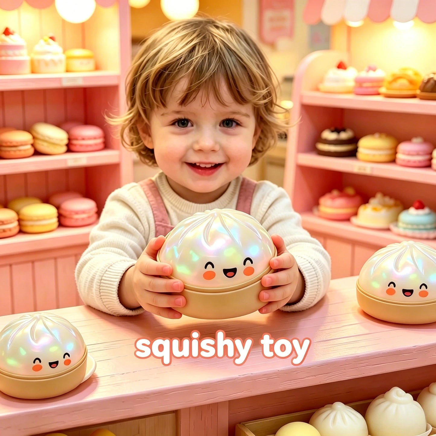 2026 Premium Steamed Bun Plush Toy Slow Rising Glitter Stress Ball Soft Elastic Sensory Toy for Kids Desk Home Office Decoration