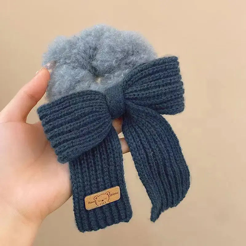Autumn Winter Hair Clips Cute Bow Wool Hair circle Large Solid Women Accesorios Color Hair Accessories