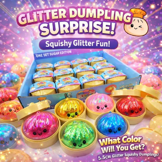 Glitter Colorful Dumpling Squishy Stress Ball Slow Rebound Squeeze Toy Decompression Prank Surprise Blind Box Gift