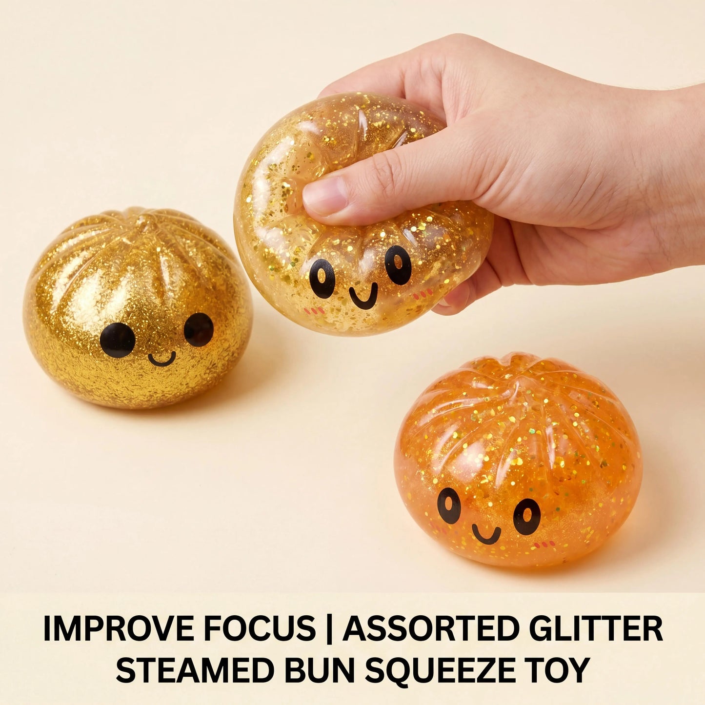 Gold Glitter Dumpling Squishy Toy Box Soft Slow Rising Fidget Toys Real Adults Anxiety Relief Squeeze Toy For Adults & Teens