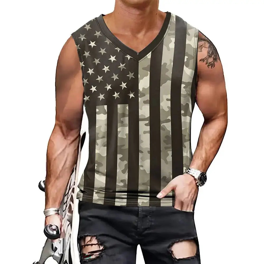 4Th Of July V-Neck Vest Gym Sportswear Sleeveless T-Shirt Holiday Party Independence Day Acg Cosplay Costumes Tops