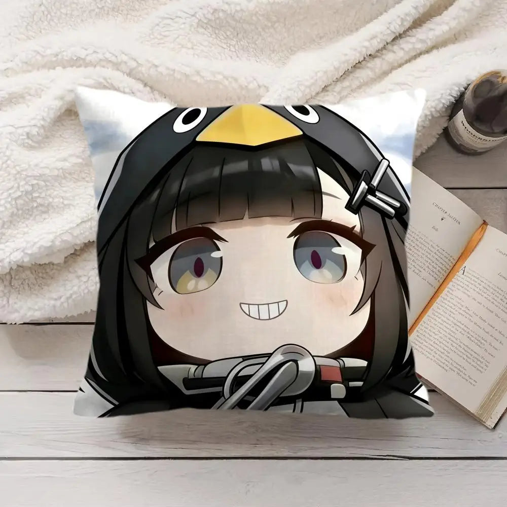 Game Arknights Cute Penguin Cushion Cover Soft Short Plush Pillow Cover Smooth Cozy Texture Aesthetic Cushion Case Home Decor