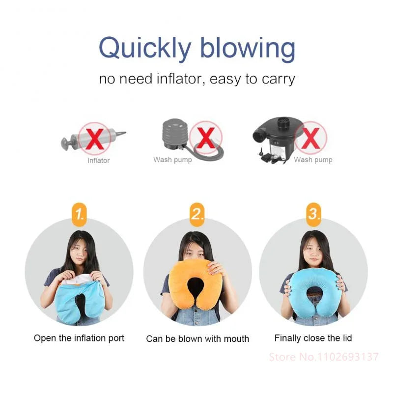 Cute CINS Style Animal Dinosaur Penguin Travel Neck Pillow U-Shaped Cartoon Inflatable Cushion For Kids Adults Family Friends