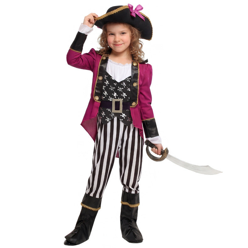 Halloween Pirate Costume Party Outfit Women's Pirate Clothing Kids Caribbean Pirate Captain Dress