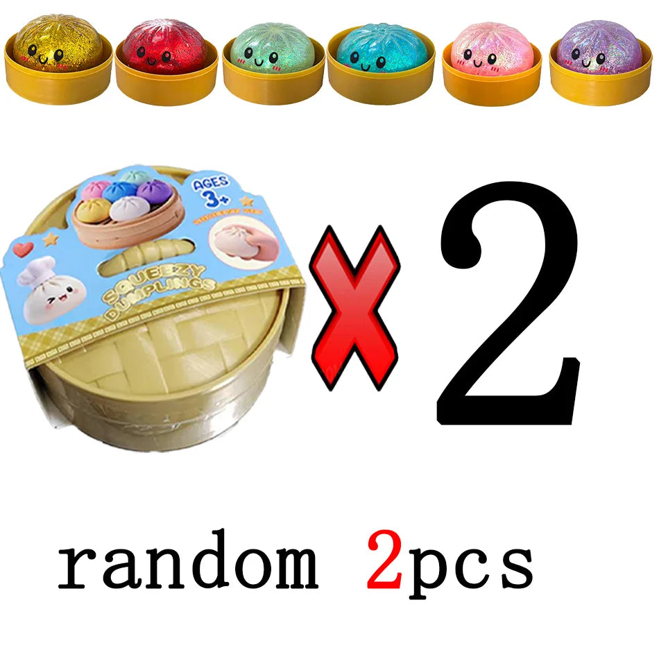 2027 Glitter Dumpling Glitter Dumpling Squishy with Box Dumplings Sensory Squeeze Toy for Stress Relief