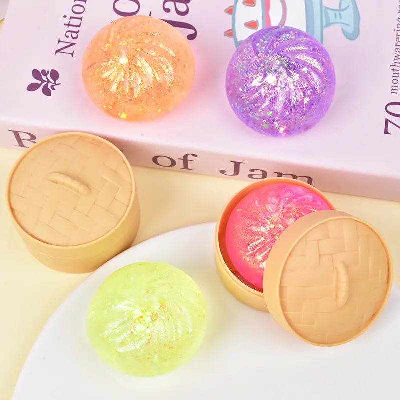 Glitter Colorful Dumpling Squishy Stress Ball Slow Rebound Squeeze Toy Decompression Prank Surprise Blind Box Gift
