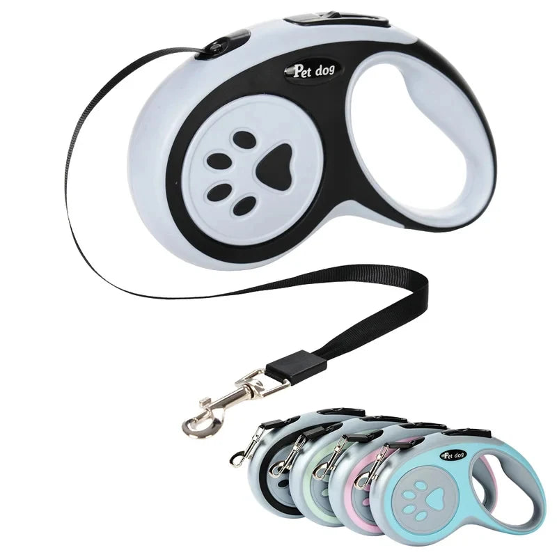 3M 5M Nylon Traction Rope Retractable Dog Leash Roulette Style Walking Lead for Puppies Large Dogs and Cats