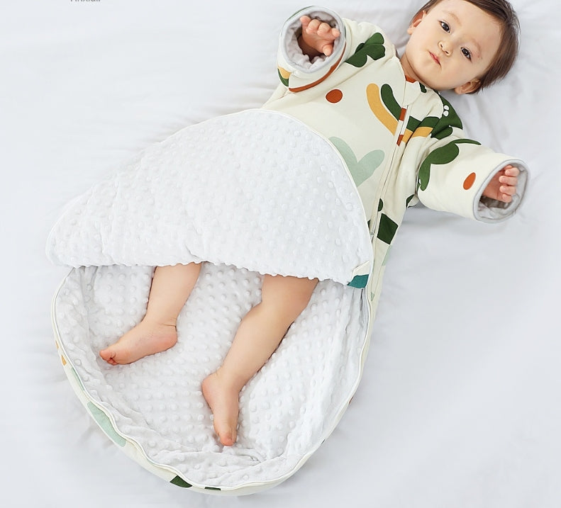 Children's Bean Plush Blanket, Thickened Anti-Kick Cover, All-Season Soothing Baby Sleep Bag for Cross-border