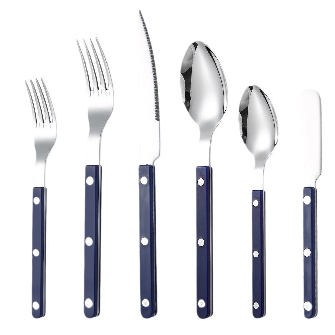 French Rivet ABS Handle Hotel Western Tableware Steak Knife Butter Knife Set