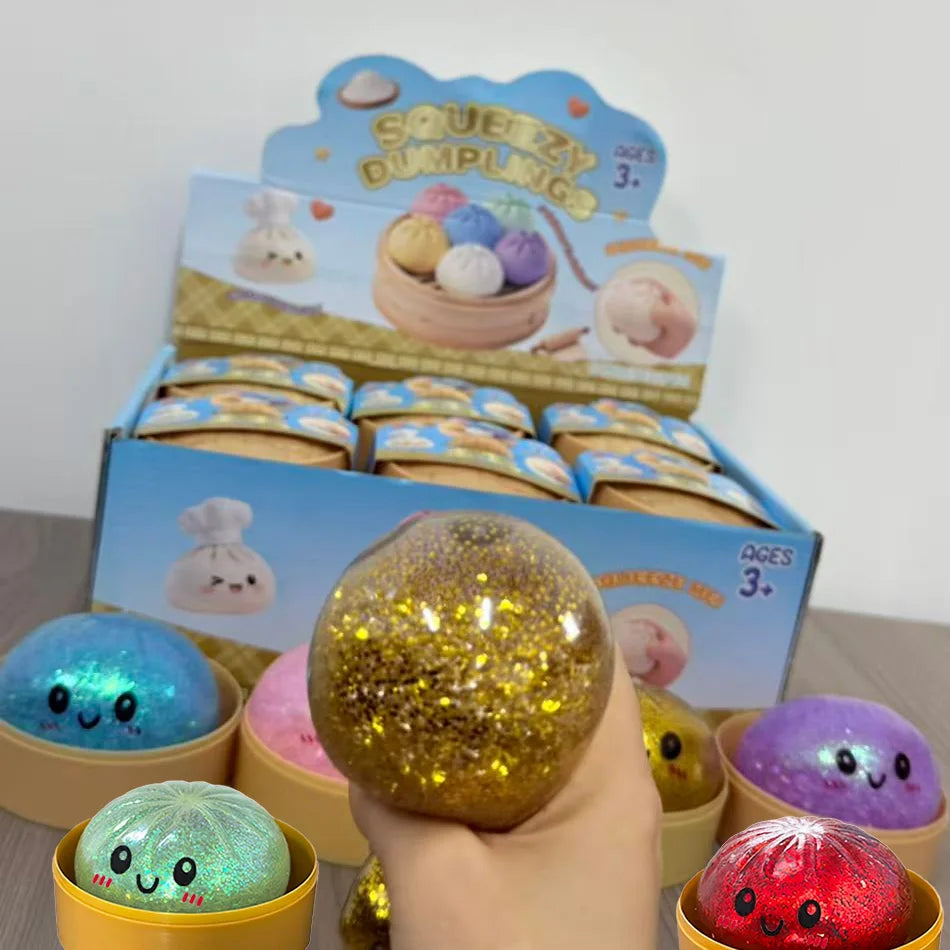 Oversized Glitter Dumpling Squishies Soft Slow Rebound Sensory Squeeze Toy Relief Anxiety Fidget Stress Ball Office Gifts