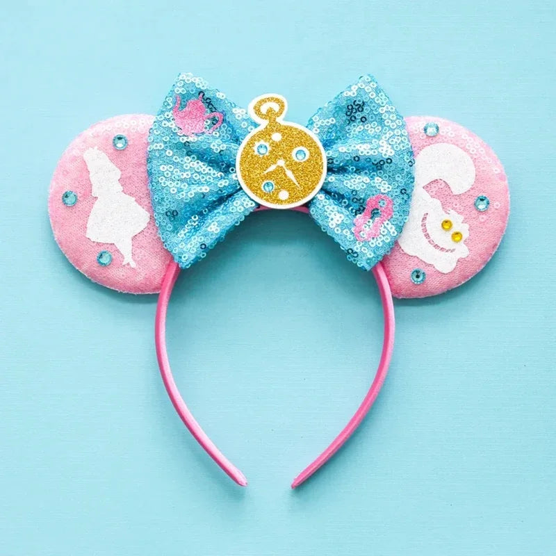 Disney Alice in Wonderland Ears Headbands Women Cosplay Red Queen Mad Hatter Hairband Kid Festival Cheshire Cat Hair Accessories