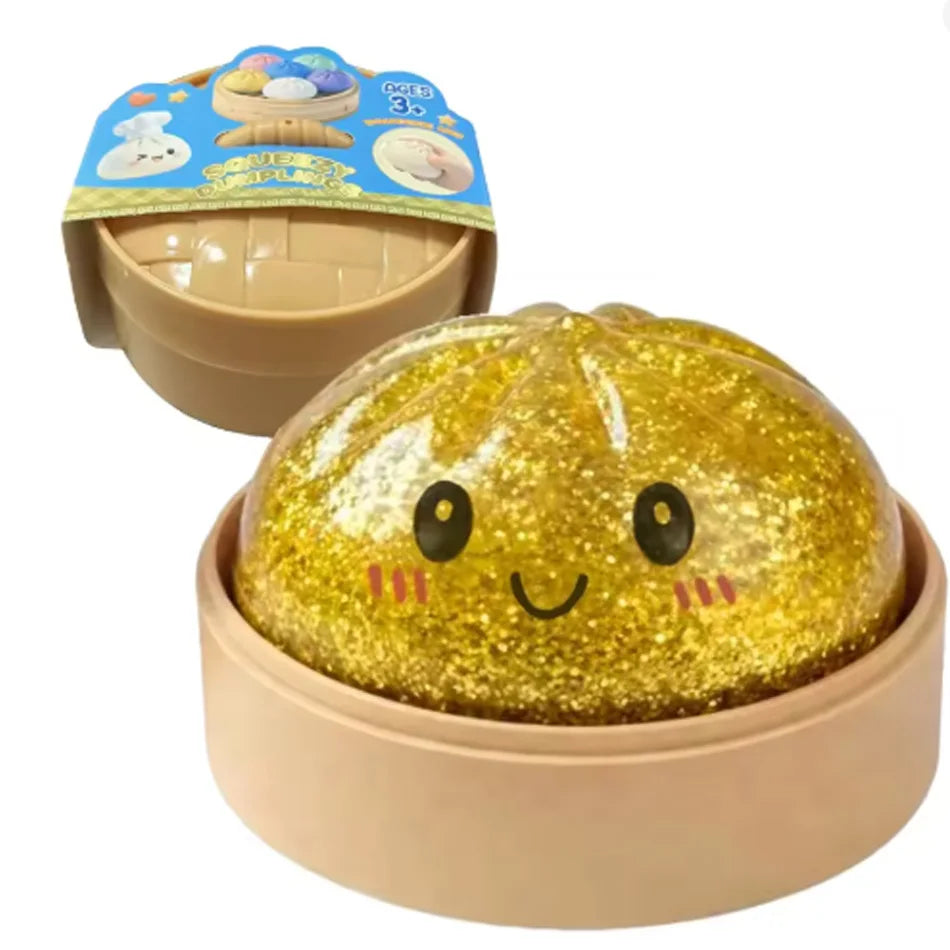 6 Styles 12pcs Colorful Glitter Dumpling Glitter Dumpling Squishy with Box Dumplings Sensory Squeeze Toy for Stress Relief Toys