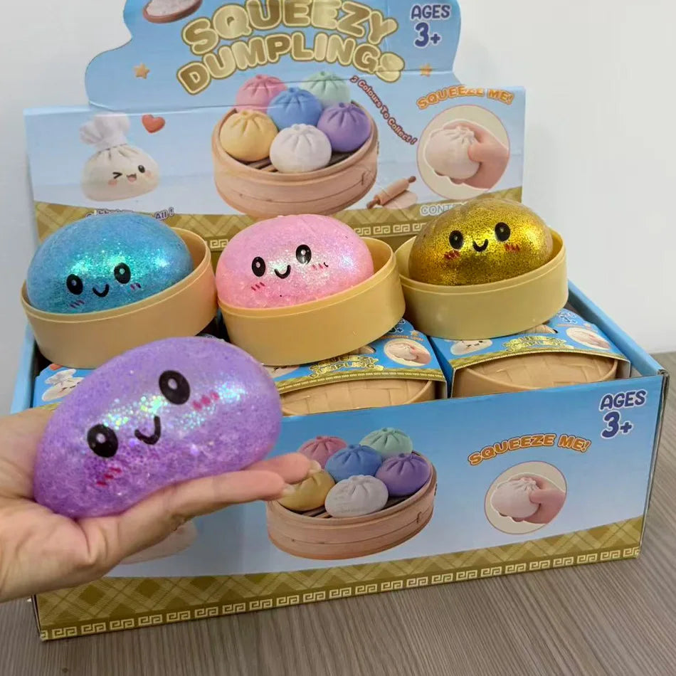2027 Glitter Dumpling Glitter Dumpling Squishy with Box Dumplings Sensory Squeeze Toy for Stress Relief