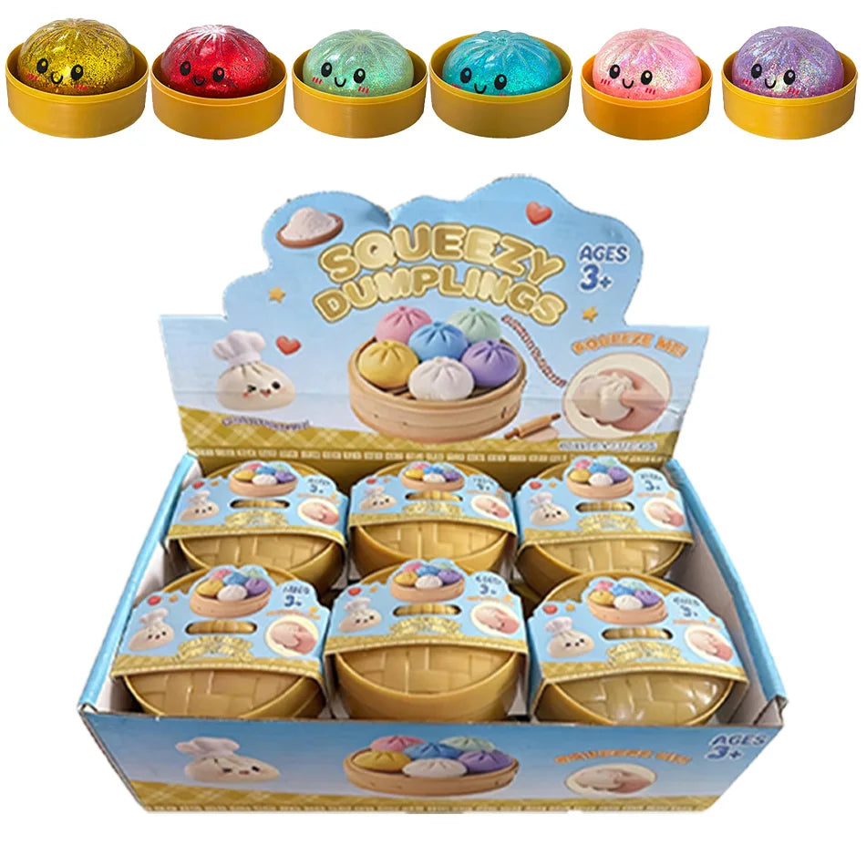 2027 Glitter Dumpling Glitter Dumpling Squishy with Box Dumplings Sensory Squeeze Toy for Stress Relief
