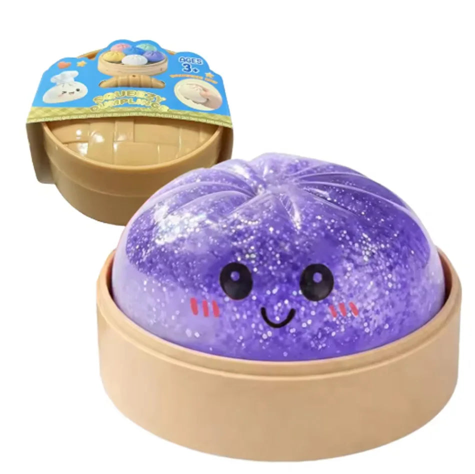 6 Styles 12pcs Colorful Glitter Dumpling Glitter Dumpling Squishy with Box Dumplings Sensory Squeeze Toy for Stress Relief Toys